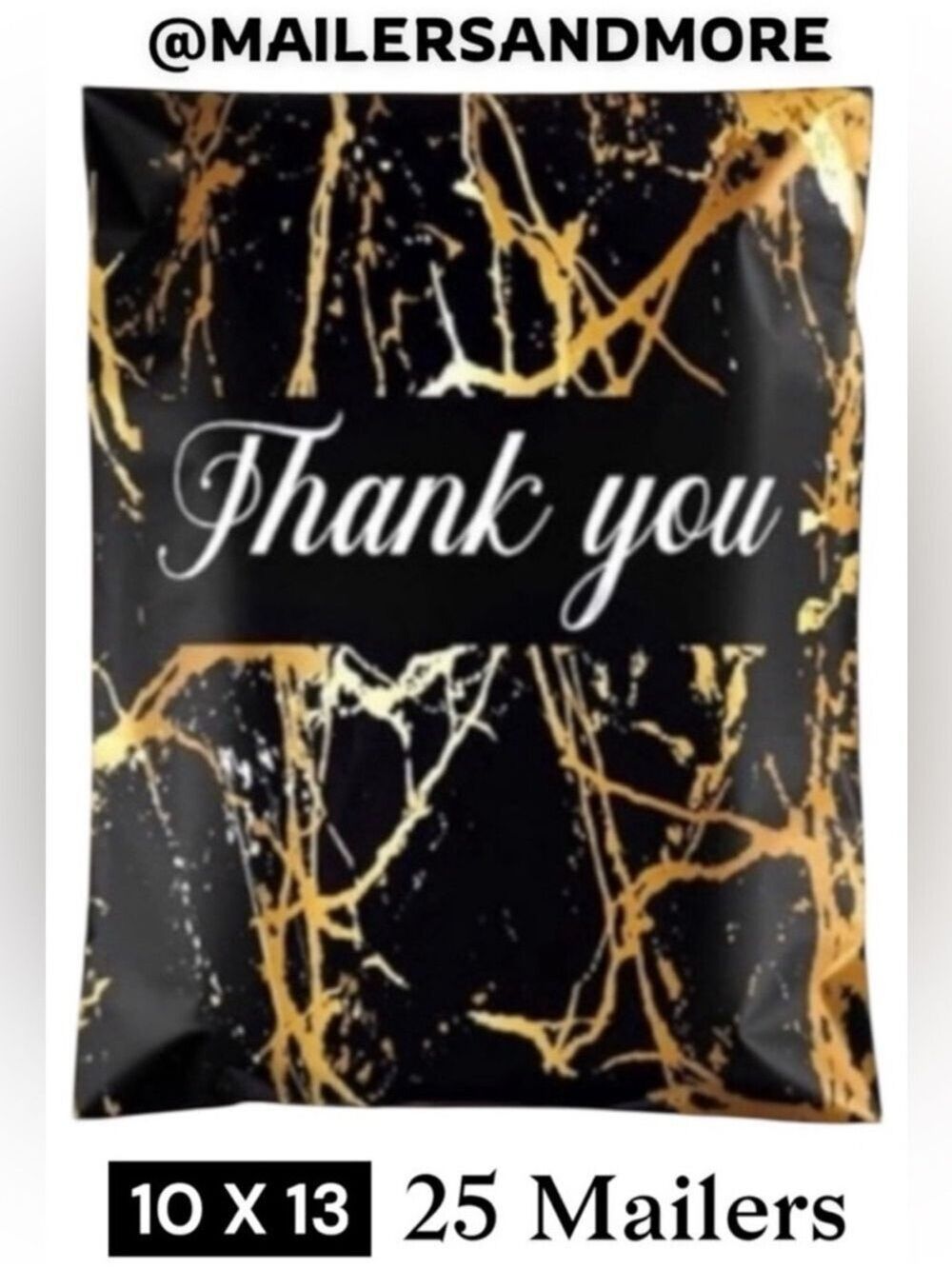 25 10X13 Poly Mailers Black Gold Veins Shipping Envelopes Bags PRICE IS FIRM - Picture 2 of 10